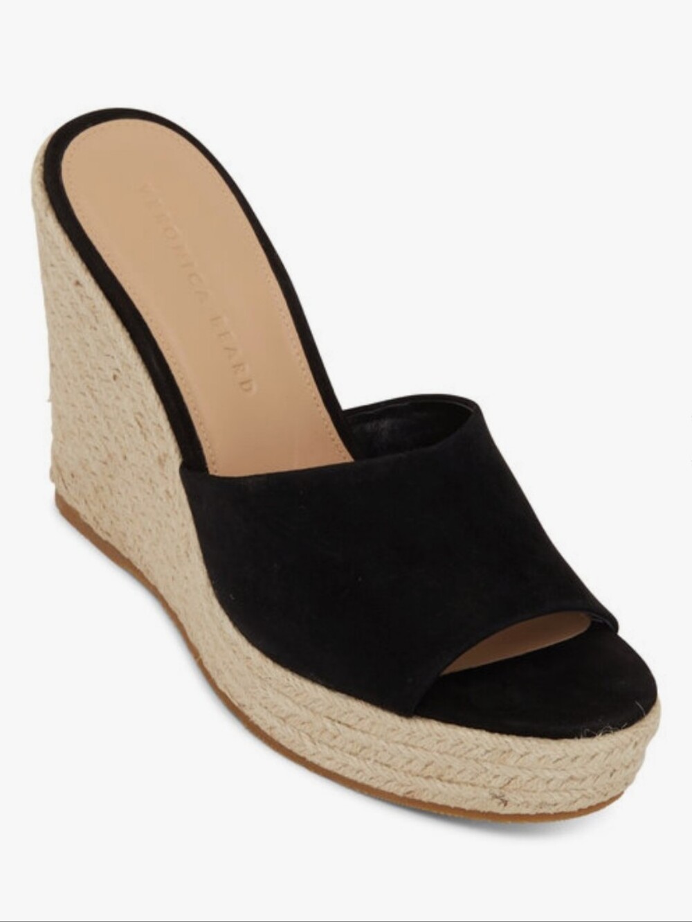 Veronica Beard Dali Black Suede Leather Espadrille Wedge Sandals Size 6